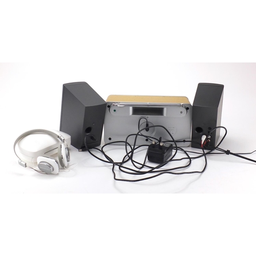 2313 - Pair of Bose series II speakers, pair of Bowers & Wilkins headphones and a Sony DAB radio