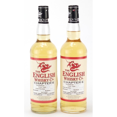 2345 - Two bottles of English Whisky Co single malt whisky, distilled June 2008 and May 2009, bottled in Ju... 