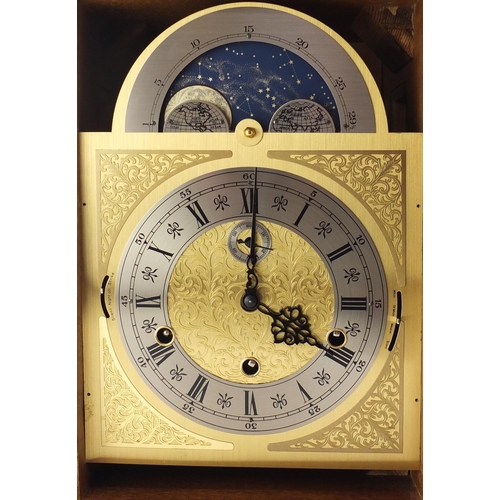 2182 - Oak cased Westminster chiming bracket clock, the movement stamped Kieninger striking on nine bells w... 