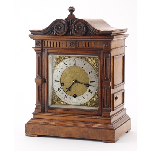 2192 - *Description amended 08-05-19* Early 20th century German burr walnut repeating bracket clock By Lenz... 