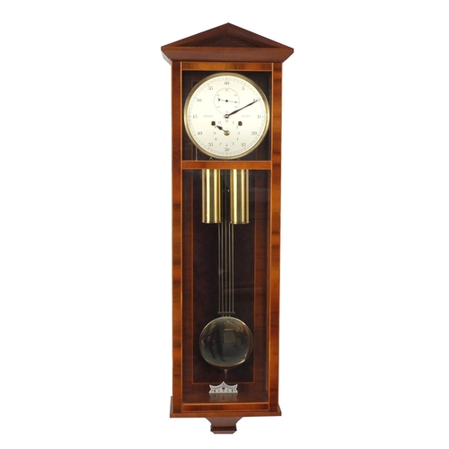 2080 - German rosewood eight day regulator wall clock with boxwood stringing by Kieninger, striking on a go... 