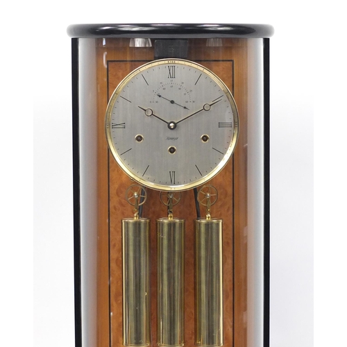 2066 - German ebonised eight day regulator wall clock by Kieninger, with Westminster chime chiming on eight... 