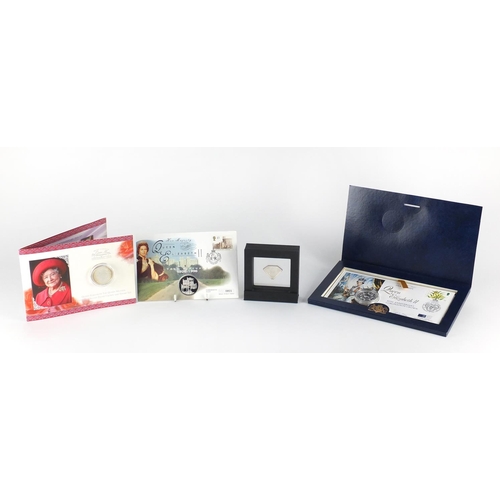 2798 - Silver proof commemorative coins including a Queen's Diamond Jubilee diamond shape coin, inset with ... 