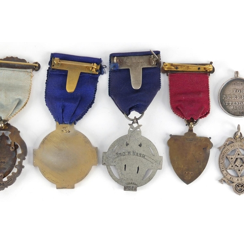 2777 - Nine Masonic and Royal Order of Buffaloes silver jewels, some with enamel and a St George's Batterse... 