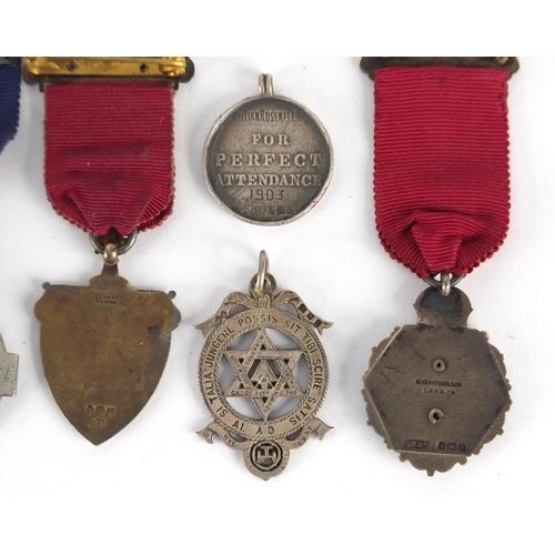 2777 - Nine Masonic and Royal Order of Buffaloes silver jewels, some with enamel and a St George's Batterse... 