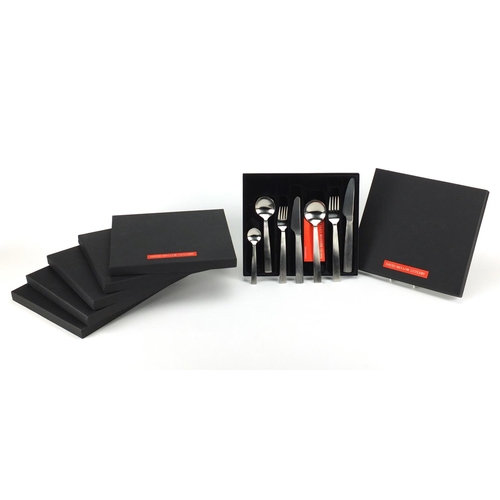 2307 - David Mellor six place suite of stainless steel cutlery, housed in fitted boxes