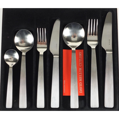 2307 - David Mellor six place suite of stainless steel cutlery, housed in fitted boxes