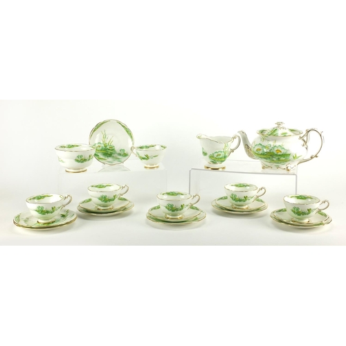 2230 - Royal Paragon water lilly teaware including teapot, trio's, milk jug and sugar bowl