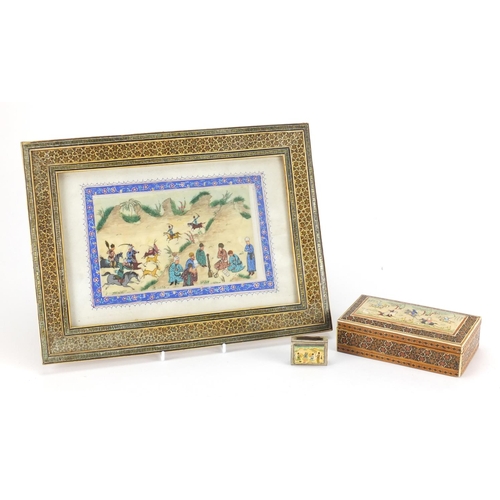 2783 - Indian Mughal school watercolour on panel housed in a Vizagapatam style frame together with a simila... 