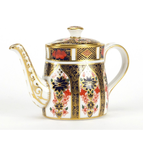 2549 - Miniature Royal Crown Derby Old Imari teapot, 8cm high
