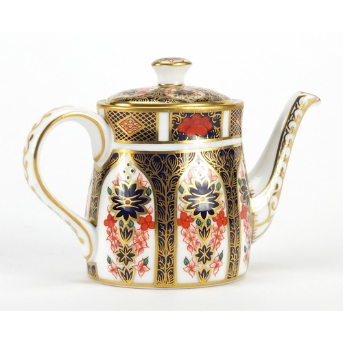 2549 - Miniature Royal Crown Derby Old Imari teapot, 8cm high
