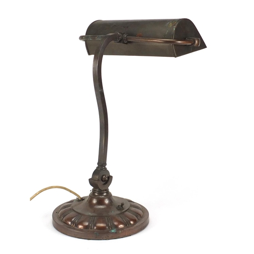 2450 - Art Nouveau bronze adjustable desk lamp, 40cm high