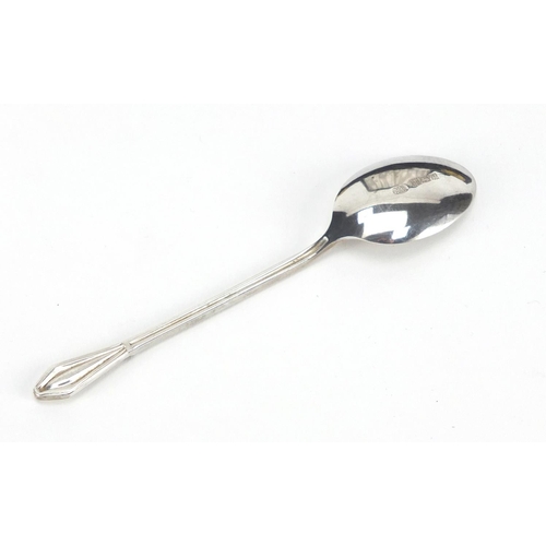 2878 - Set of six silver teaspoons, indistinct makers mark, Birmingham 1963, housed in a fitted box, 9.5cm ... 
