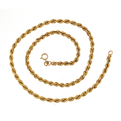 2924 - 9ct gold rope twist necklace, 40cm in length, approximate weight 4.7g