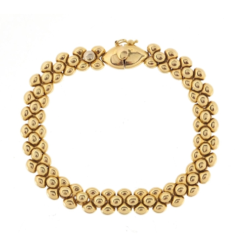 2881 - Unmarked 18ct gold ball link bracelet, 20cm in length, approximate weight 29.2g, with sales receipt ... 