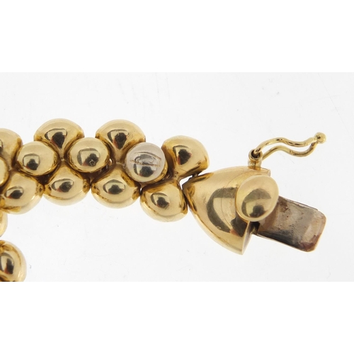 2881 - Unmarked 18ct gold ball link bracelet, 20cm in length, approximate weight 29.2g, with sales receipt ... 