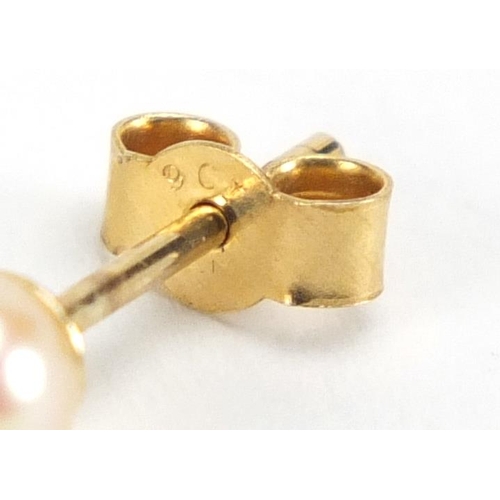 3072 - Pair of 9ct gold pearl earrings, approximate weight 0.4g
