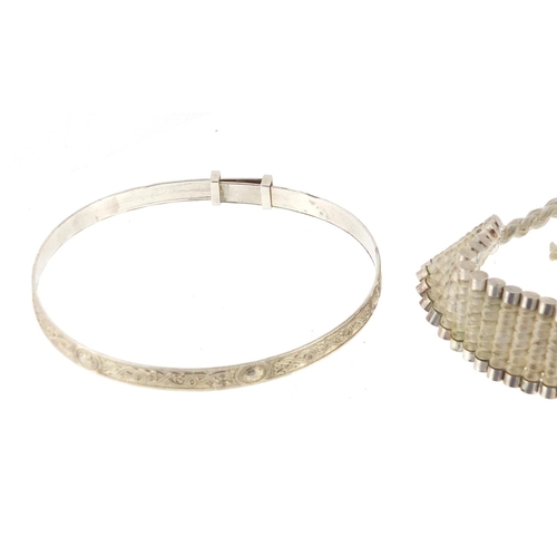 3059 - Links of London limited edition bracelet, a silver butterfly wing brooch and Christening bracelet