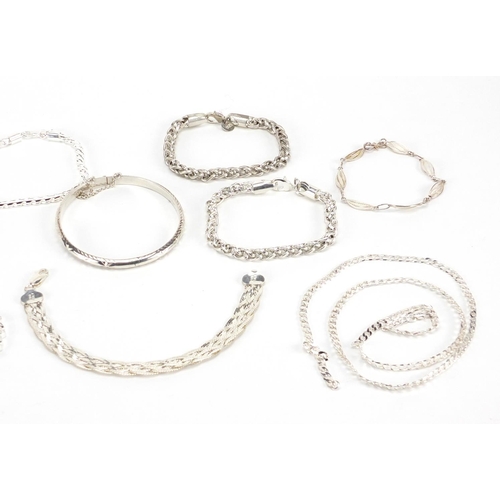 2906 - Silver and white metal necklaces and bracelets stamped 925, approximate weight 132.2g