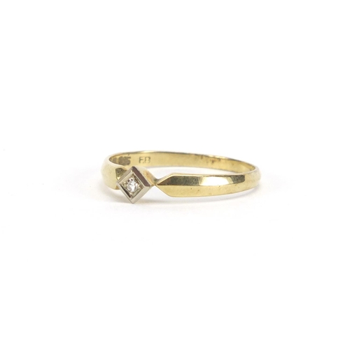 3021 - 14ct gold diamond solitaire ring, size P, approximate weight 1.6g