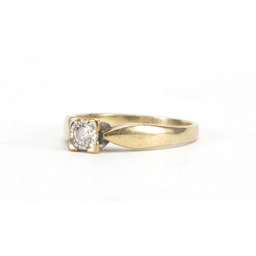 3025 - 9ct gold diamond solitaire ring, size L, approximate weight 2.1g