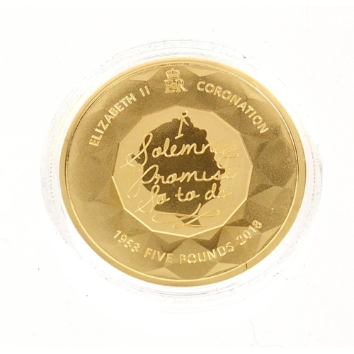 2787 - Elizabeth II 2018 Coronation gold five pound coin