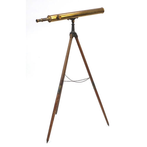 2006 - Victorian British Military brass telescope on tripod stand by Negretti & Zambra dated 1894