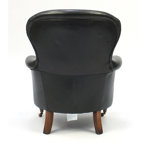 2014 - Dark green leather club chair, 94cm high