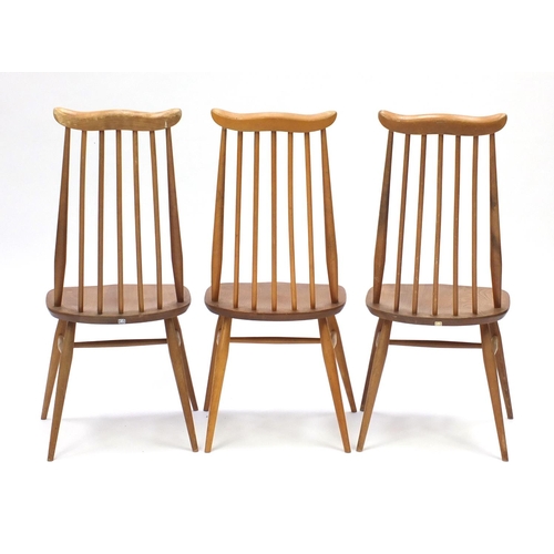 2041 - Set of six Ercol light elm Goldsmith chairs, each 99cm high