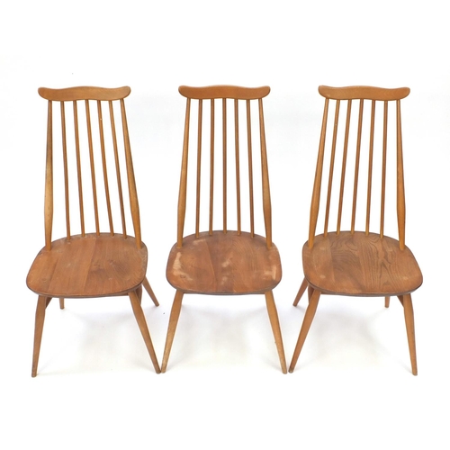2041 - Set of six Ercol light elm Goldsmith chairs, each 99cm high