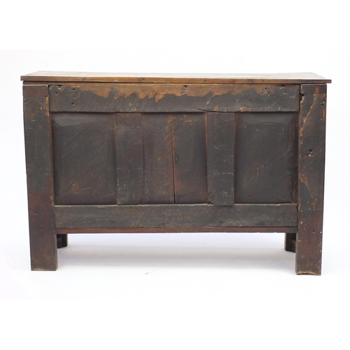 2042 - Antique oak side cabinet, with arcadian carved drawer above a pair of  carved cupboard doors, 82cm H... 