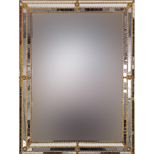 2050 - Rectangular Venetian hanging mirror with ornate gilt metal mounts, 81cm x 60.5cm