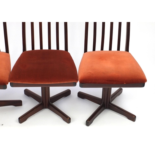 2057 - Set of eight Vintage Rosewood swivel dining chairs, reputably retailed by Waring & Gillow, each 103c... 