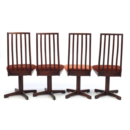2057 - Set of eight Vintage Rosewood swivel dining chairs, reputably retailed by Waring & Gillow, each 103c... 