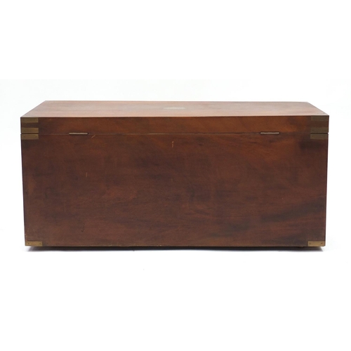 2090 - Camphorwood campaign chest with brass carry handles and mounts, 48.5cm H x 107cm W x 47cm D