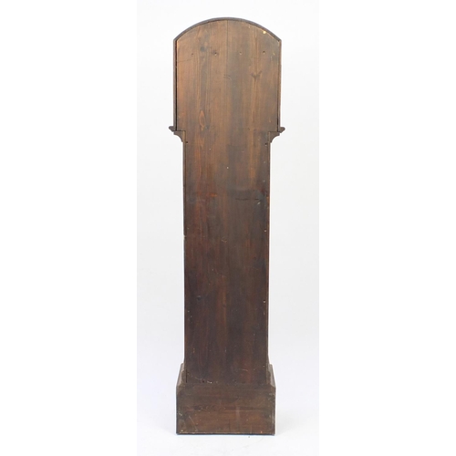 2037 - Edwardian oak eight day chiming long case clock, with subsidiary dial, the silvered face having Roma... 