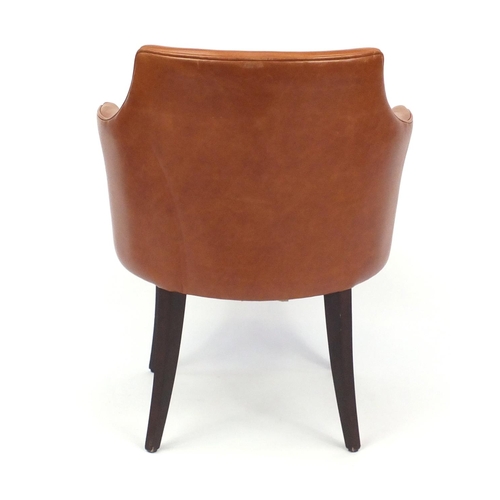 2068 - Contemporary Morgan brown leather chair on out swept tapering legs, 82cm high
