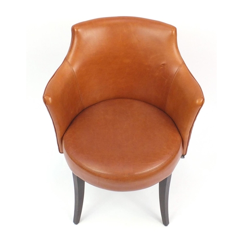 2139 - Contemporary Morgan brown leather chair on out swept tapering legs, 82cm high