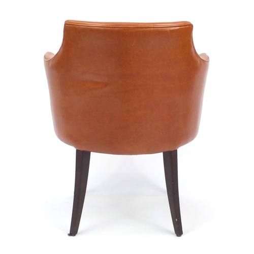 2139 - Contemporary Morgan brown leather chair on out swept tapering legs, 82cm high