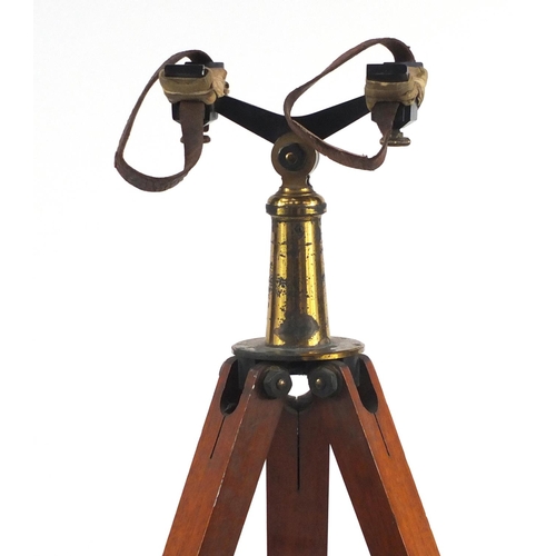 2233 - Victorian mahogany and brass tripod telescope stand, 163cm high
