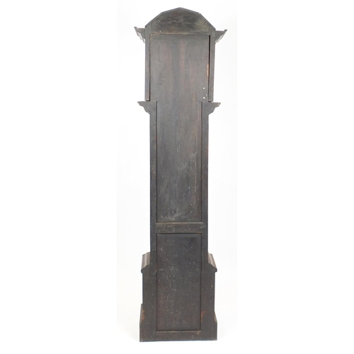 2018 - 19th century carved oak case long case clock with eight day movement, the face with second and date ... 