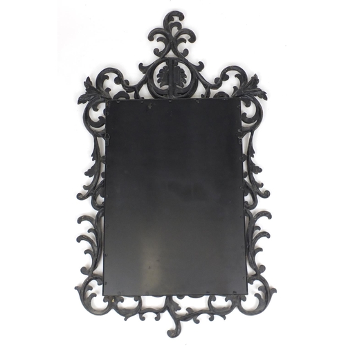 2029 - Large Rococo style silvered wall hanging mirror, 145cm x 86cm