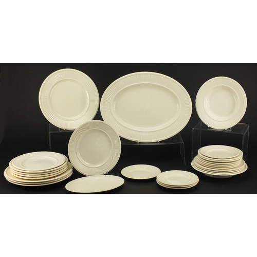 2232 - Wedgwood of Etruria cream dinner and teawares including teapot, dinner plates and trio's