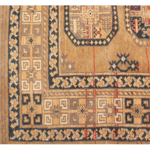 2023 - Rectangular Afghan Bokhara rug, the central field having a repeat floral design within corresponding... 