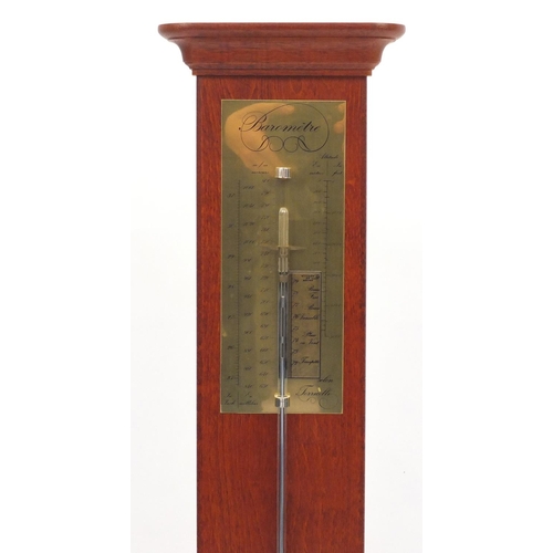 2227 - Mahogany Barometer with brass plaques, 103cm high