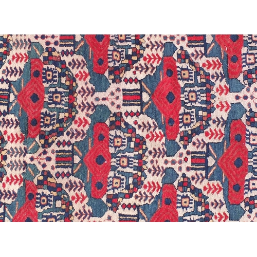 2072 - Rectangular Iran Afshar rug, having an all over stylised design, 145cm x 117cm