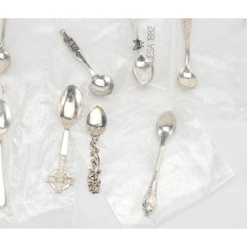2854 - Twenty three miniature silver spoons including George Jenson and David Andersen, some in sealed pack... 