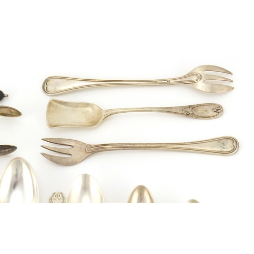 2871 - Victorian and later silver flatware including teaspoons, butter knives and a pair of Christofle fork... 