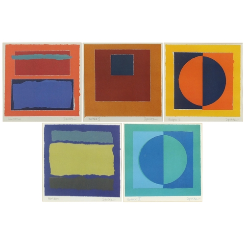 2321 - Roy Speltz - Set of five contemporary pencil signed prints, Composition, Eclipse I, Eclipse II, Unti... 