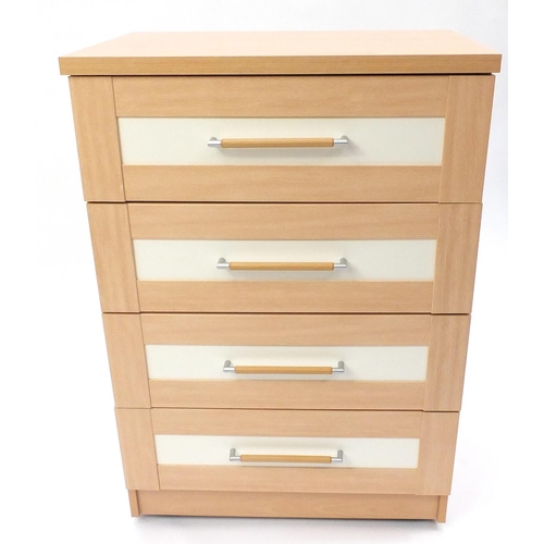 50 - Light wood four drawer chest, 89cm H x 62cm W x 42.5cm D